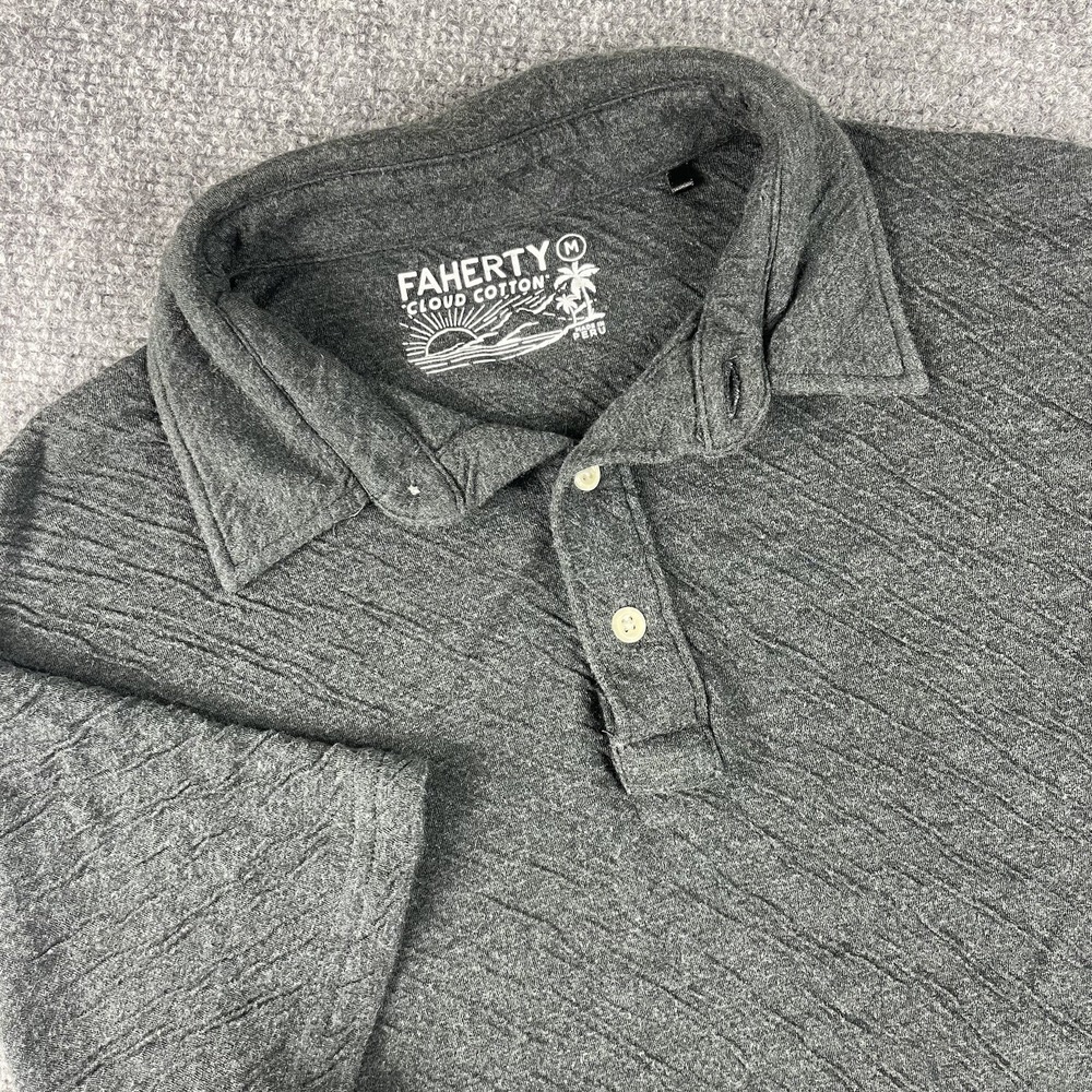 Faherty Polo Shirt Medium Gray Cloud Cotton Collection Golf MKC0116-FFH‎ Men's